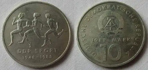 DDR Gedenk Münze 10 Mark 40 Jahre DDR Sport 1988 vz (152937)