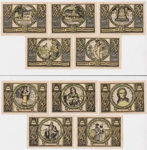 5 x 50 Pfennig Banknote Notgeld Stadt Rudolstadt 1921 (151197)