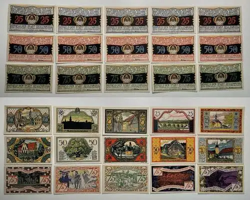 15 Banknoten Notgeld Stadt Zeulenroda 1921 komplette Serie (151497)