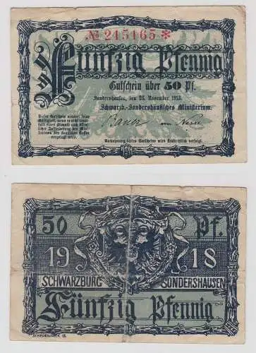 50 Pfennig Banknote Notgeld Stadt Sondershausen 26.11.1918 (152071)