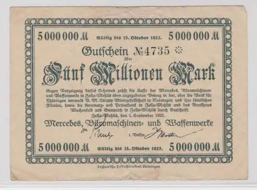 5 Millionen Mark Banknote Zella Mehlis Mercedes Büromaschinen & Waffen.(138374)