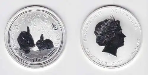 1 Dollar Silber Münze Australien Jahr des Hasen 2011 Lunar 1 Oz Silber (131019)