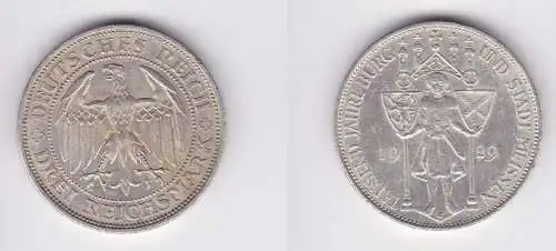 Silber Münze 3 Mark 1000 Jahre Stadt Meißen 1929 E (120498)