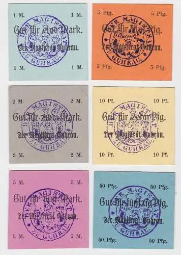 6 x Banknoten Notgeld Stadt Guhrau in Schlesien ohne Datum (132941)