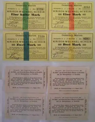 4 Banknoten Kriegs-Wechselschein Gemeinde Marten 11.08.1914 (132525)
