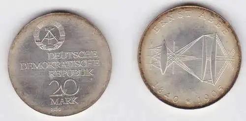 DDR Gedenk Münze 20 Mark Ernst Abbe 1840-1905, 1980 (123005)