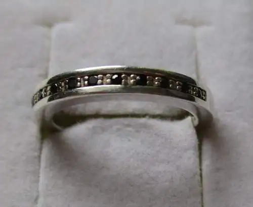 Hochwertiger 925er Sterling Silber Fossil Ring mit 11 Onyx Steinen (126404)
