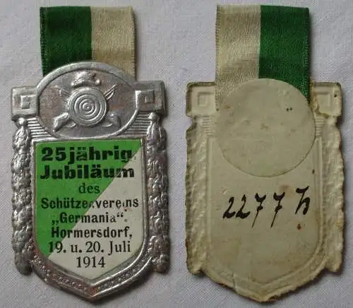 Abzeichen 25jähr.Jubiläum Schützenverein "Germania" Hormersdorf 1914 (129688)