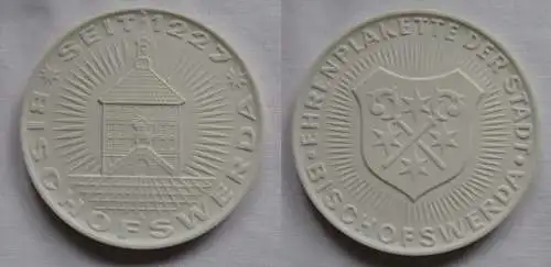 DDR Porzellan Medaille Ehrenplakette der Stadt Bischofswerda seit 1227 (149283)