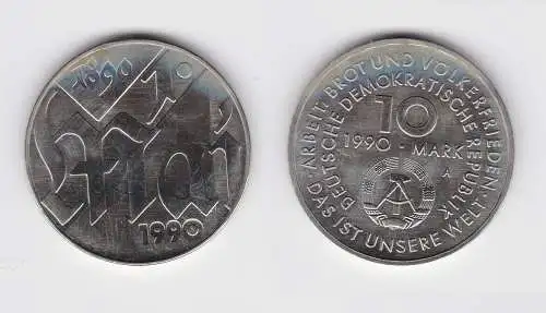 DDR Gedenk Münze 10 Mark 100.Jahre 1.Mai Feiertag 1990 (148605)