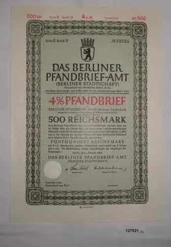500 Reichsmark Pfandbrief Das Berliner Pfandbriefamt 1942 (127621)