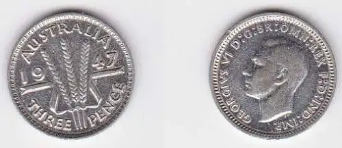 3 Pence Silber Münze Australien 1951 (122910)