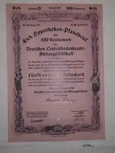 500 Reichsmark Deutsche Centralbodenkredit AG Berlin 1940 (127750)