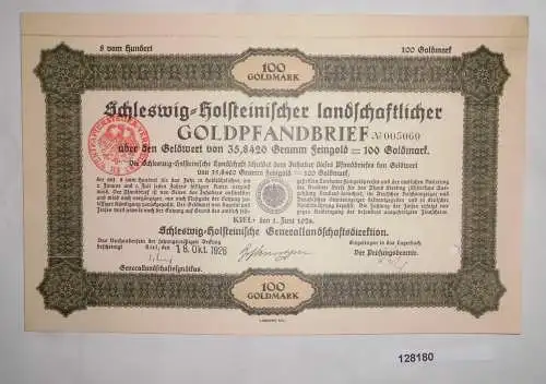 100 Goldmark Pfandbrief schleswig-holsteinische Landschaft 18.Okt. 1926 (128180)