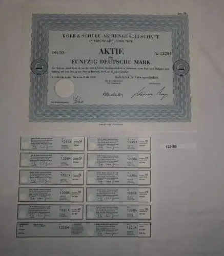 50 Mark Aktie Kolb & Schüle AG Kirchheim unter Teck März 1969 (128185)