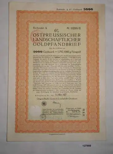 5000 Goldmark Pfandbrief Ostpreussische General-Landschafts-Direktion (127989)