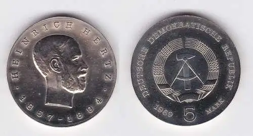 DDR Gedenk Münze 5 Mark Heinrich Hertz 1969 (102793)