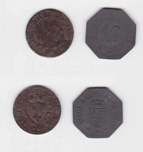 2 x 10 Pfennig Notmünze Saalfeld und Saargemünd (139869)