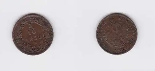 5/10 Kreuzer Kupfer Münze Österreich Franz Joseph 1858 M Mailand (126863)