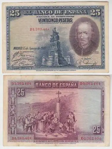 25 Pesetas Banknote Spanien 15.8.1928 (111485)