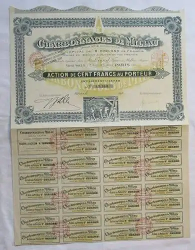 100 Francs Aktie Charbonnages de Millau Paris 1923 (144144)