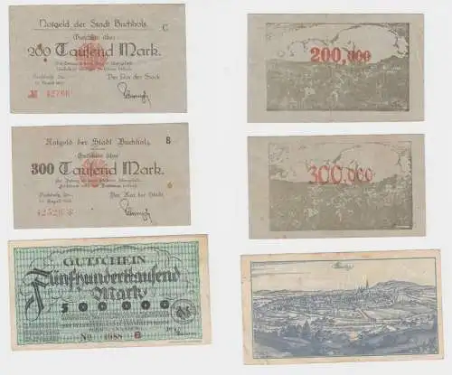 200,300 & 500 Tausend Mark Banknoten Annaberg und Buchholz 1923 (144721)
