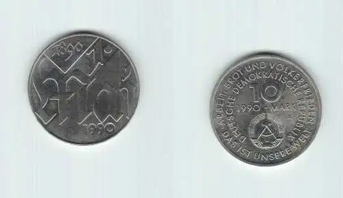 DDR Gedenk Münze 10 Mark 100.Jahre 1.Mai Feiertag 1990 (144966)