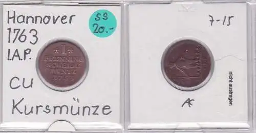 1 Pfennig Kupfer Münze Braunschweig-Wolfenbüttel 1763 IAP (121185)