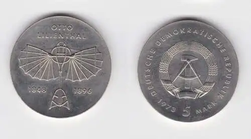 DDR Gedenk Münze 5 Mark Otto Lilienthal 1973 Stempelglanz (136461)