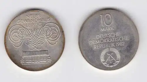 DDR Gedenk Münze 10 Mark Gewandhaus Leipzig 1982 Stempelglanz Silber (136782)