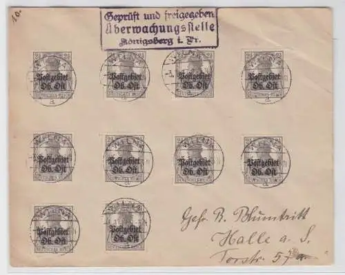 87277 seltener Brief Postgebiet Ob.Ost Wilna nach Halle 3.1.1917 Überwachungsst.