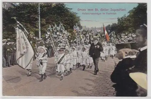 61943 Ak Gruss vom St. Galler Jugendfest - Hellebardenträger im Festzuge 1909