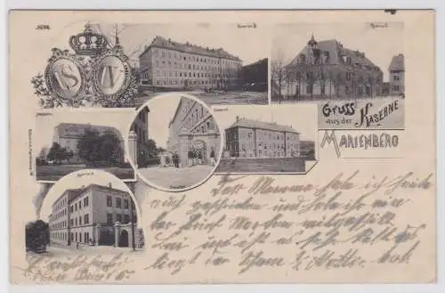 78074 Mehrbild Ak Gruß aus der Kaserne Marienberg 1905