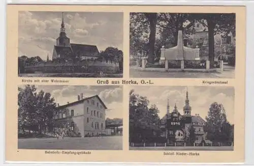 88546 Mehrbild Ak Gruß aus Horka O.-L. Kriegerdenkmal usw. 1930