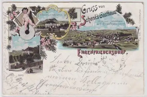 72566 Ak Lithographie Gruß von Schenks Gasthaus Ehrenfriedersdorf 1899