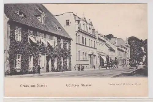 95720 Ak Gruß aus Niesky Görlitzer Strasse um 1900
