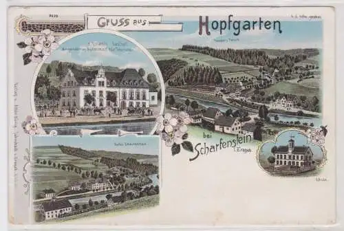 66173 Ak Lithographie Gruß aus Hopfgarten bei Scharfenstein um 1900