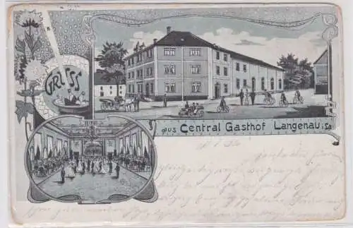 90758 Mehrbild Ak Gruß aus Central Gasthof Langenau in Sachsen 1910
