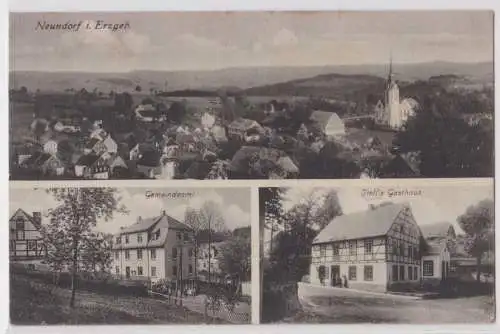 39780 Mehrbild Ak Neundorf im Erzgebirge Stoll´s Gashaus, Gemeindeamt usw.1926