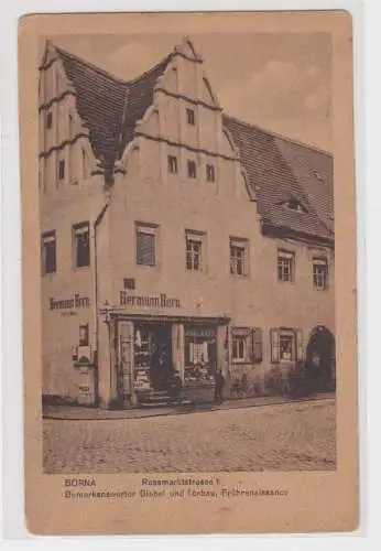 20654 Ak Borna Rossmarktstraße 1 Geschäft von Hermann Horn um 1930