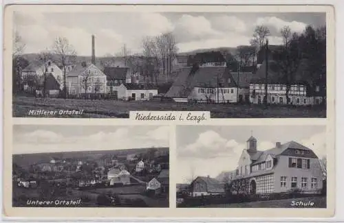 03149 Mehrbild Ak Niedersaida im Erzgebirge Schule, mittlerer & unterer Ortsteil