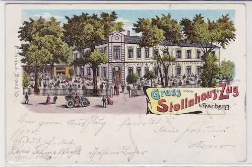 53743 Ak Lithographie Gruß vom Stollnhaus in Zug bei Freiberg 1903