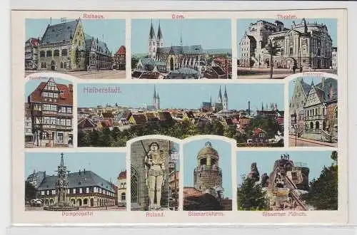 61881 AK Halberstadt - Rathaus, Dom, Theater, Bismarckturm, Roland, Stolzfuss