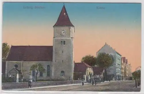 10816 Ak Leipzig-Mockau Kirche Straßenansicht um 1920