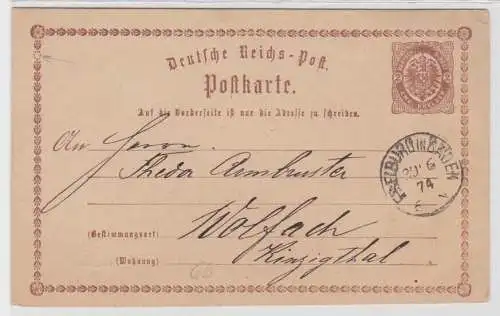 96964 DR Ganzsachen Postkarte Plattenfehler P2/6b Freiburg Baden - Wolfach 1874