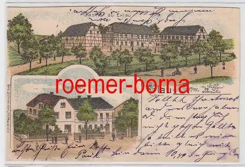58613 Ak Lithografie Erlau Gasthof zu Erlau + Postamt 1911