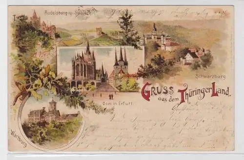 94613 Ak Lithographie Gruß aus dem Thüringer Land 1902