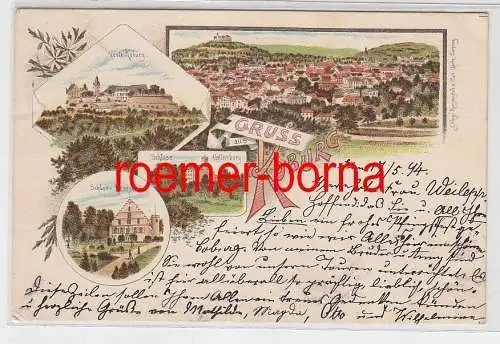 74345 Ak Lithografie Gruss aus Koburg Veste, Schloss Callenburg u. Rosenau 1894