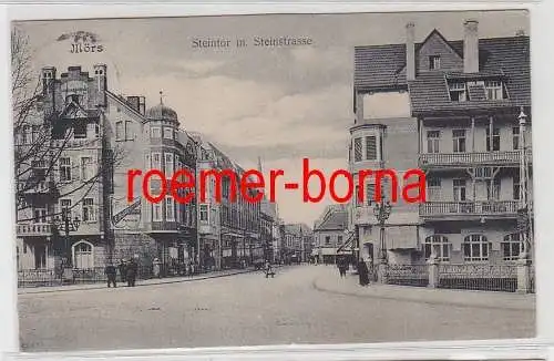 75758 Ak Mörs Steintor mit Steinstrasse 1914
