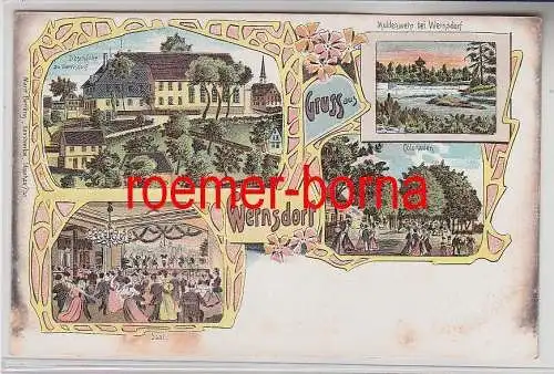 74820 Ak Lithographie Gruss aus Wernsdorf Gasthaus usw. um 1910